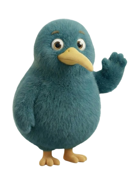 Homeowners Club Kiwi mascot waving hello